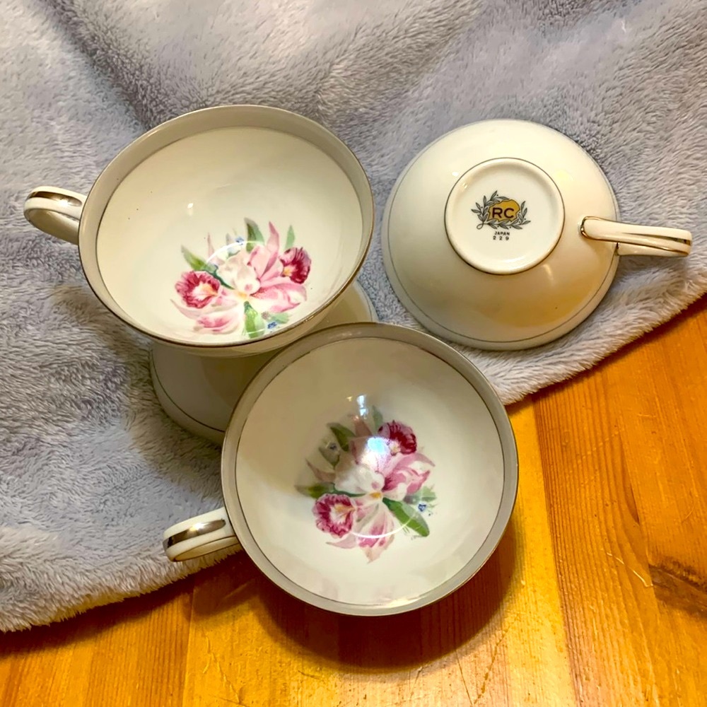 Vintage RC orchid tea cups (set of 4) #229, EUC